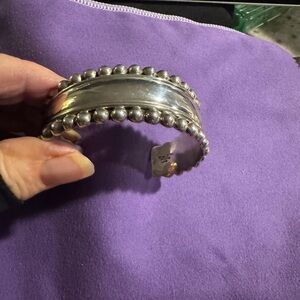 925 Silver Beaded cuff Bracelet made in Mexico 14 oz size 7